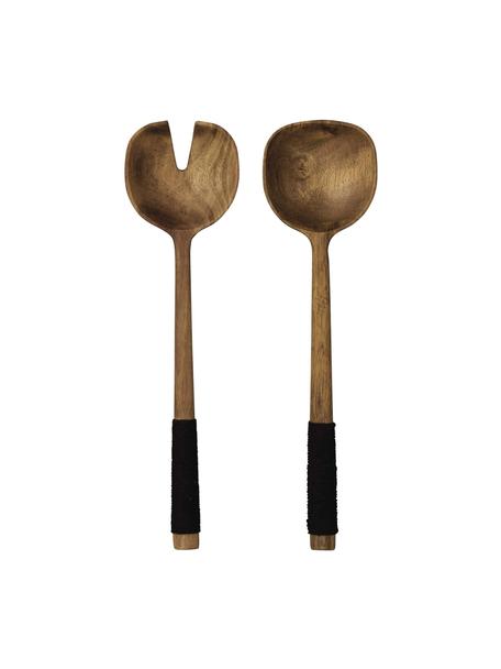 Saladebestek Cuba Marone van acaciahout, set van 2, Bestek: acaciahout, Acaciahout, zwart, L 31 cm