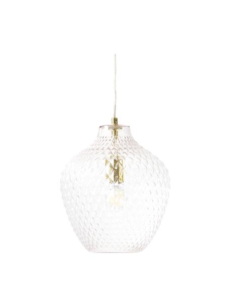 Malé závěsné svítidlo ze skla Lee, Transparentní, mosazná, Ø 27 cm, V 33 cm