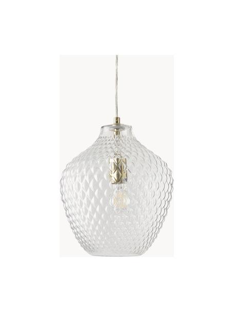 Petite suspension en verre Lee, Transparent, laiton, Ø 27 x haut. 33 cm