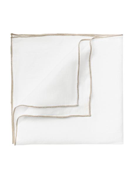 Serviettes de table en lin avec passepoil Kennedy, 4 pièces, 100 % lin lavé, certifié European Flax, Blanc, larg. 45 x long. 45 cm