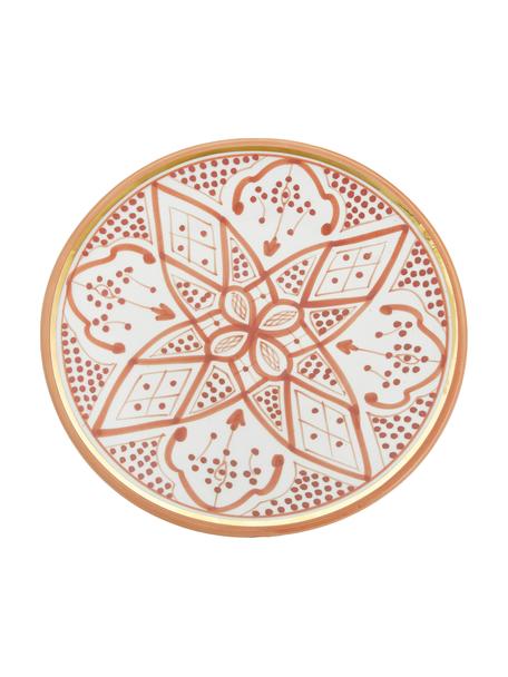 Assiette plate céramique marocaine bord doré fait main Beldi, Céramique, Orange, couleur crème, or, Ø 26 cm