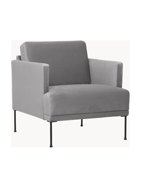 Sillón de terciopelo Fluente, Tapizado: terciopelo (poliéster de , Estructura: madera de pino maciza, Patas: metal con pintura en polv, Terciopelo gris, An 74 x F 85 cm