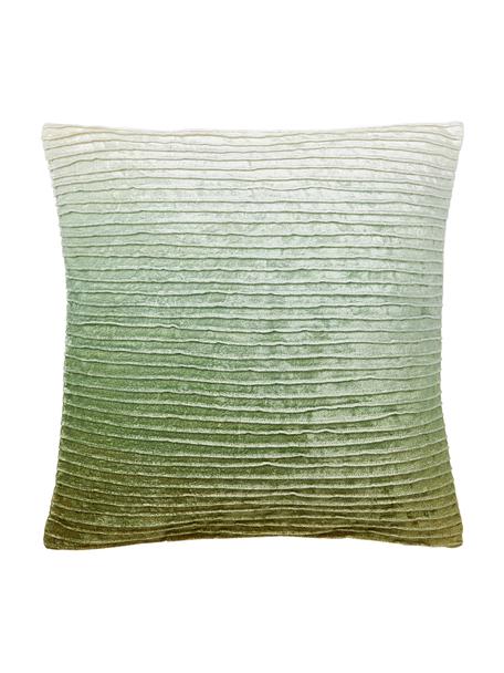 Federa arredo con motivo ricamato Hattie, Retro: 100% cotone, Verde, Larg. 45 x Lung. 45 cm