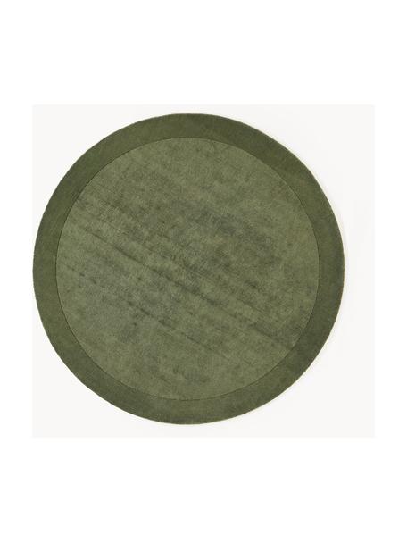 Tapis rond à poils ras Kari, 100 % polyester, certifié GRS, Tons vert foncé, Ø 200 cm (taille L)