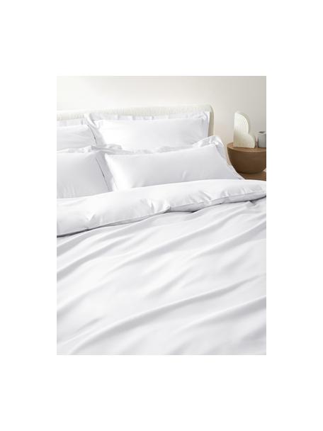 Satin-Bettdeckenbezug Premium aus Baumwolle in Weiß, Webart: Satin Fadendichte 400 TC,, Weiß, B 135 x L 200 cm