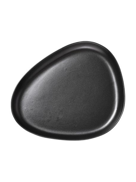 Plat de service artisanal en grès noir Monaco, Grès cérame, Noir, larg. 35 x long. 30 cm