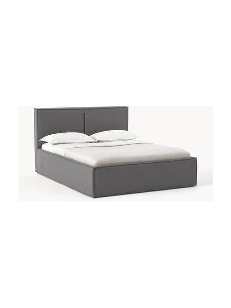 Gestoffeerd bed Dream, Bekleding: polyester (gestructureerd, Frame: massief grenenhout en pla, Geweven stof antraciet, B 160 x L 200 cm