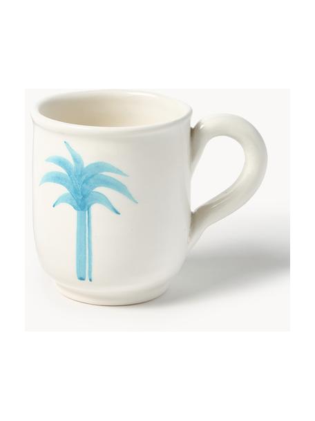 Handbemalte Tasse The Palms, Keramik, Weiss, Blau, Ø 5 x H 9 cm, 300 ml