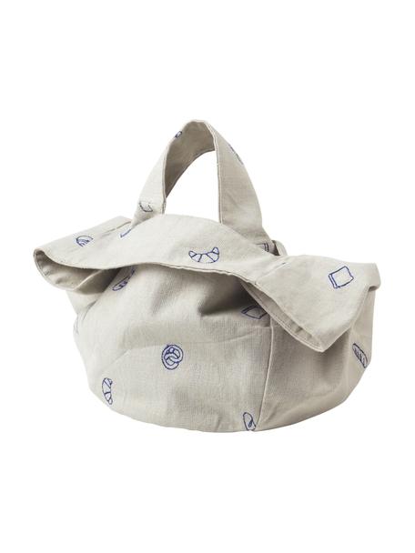 Katoenen broodzak Bread met gebakpatroon, 100% katoen, Beige, blauw, Ø 22 x H 22 cm