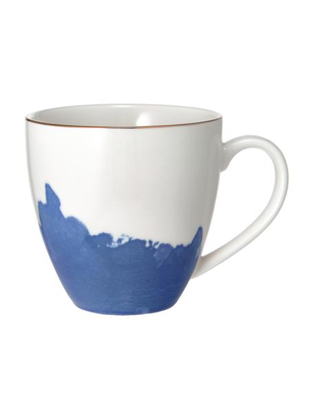 Tazza caffè in porcellana con sfumatura e bordo dorato Rosie 2 pz, Porcellana, Bianco, blu, Ø 12 x Alt. 9 cm