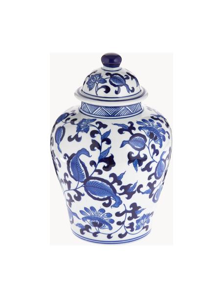 Porcelánová váza s vekom Annabelle, v 26 cm, Porcelán, Modrá, biela, Ø 16 x 26 cm