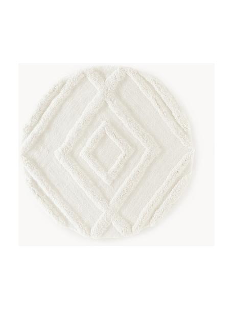 Tapis rond shaggy moelleux texturé Magda, Blanc crème, Ø 120 cm (taille M)