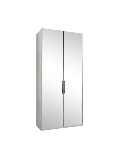 Draaideurkast Monaco met 2 spiegeldeuren, Frame: houtmaterialen, gelakt, Wit, met spiegeldeuren, B 100 x H 216 cm