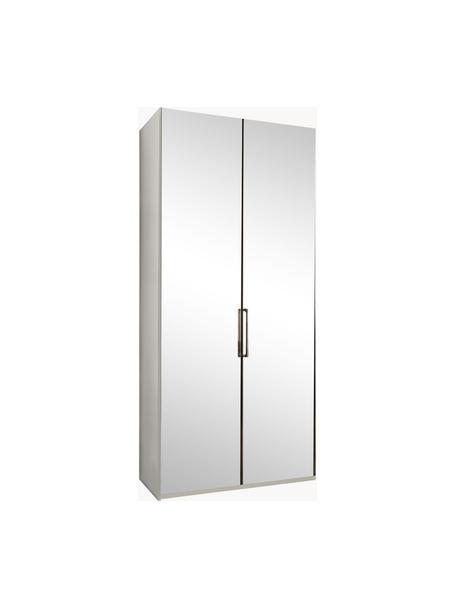 Drehtürenschrank Monaco mit Spiegeltür, 2-türig, Korpus: Holzwerkstoff, foliert, Griffe: Metall, beschichtet, Weiss, mit Spiegeltüren, B 100 x H 216 cm