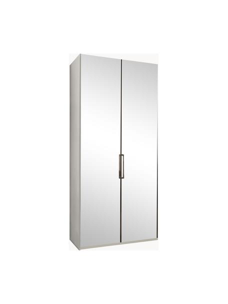 Armario con espejo Monaco, 2 puertas, Estructura: material de madera recubi, Barra: metal recubierto, Blanco, puertas con espejo, An 100 x Al 216 cm