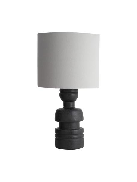 Lámpara de mesa de madera de mango Loke, Pantalla: tela, Cable: plástico, Gris claro, negro, Ø 32 x Al 61 cm