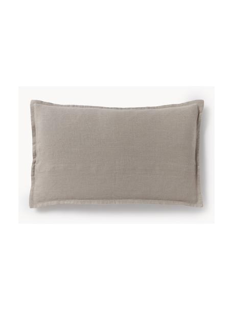 Funda de cojín de lino Lanya, 100% lino 

Por naturaleza, el lino tiene un tacto bastante tosco y un aspecto arrugado natural. La alta resistencia al desgarro hace que el lino sea resistente a la abrasión y duradero., Gris pardo, An 30 x L 50 cm