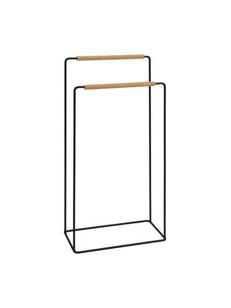 Portasciugamani Barbican, Metallo, legno di caucciù laccato, Bianco, caucciù, Larg. 40 x Alt. 81 cm