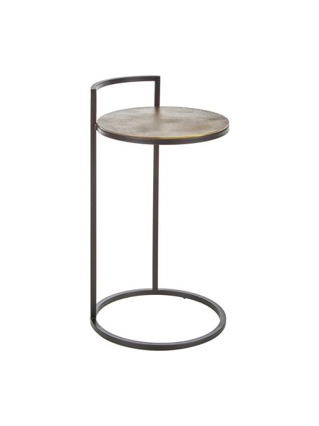 Okrągły stolik pomocniczy z metalu Circle, Blat: metal powlekany, Stelaż: metal lakierowany, Złoty, czarny, Ø 35 x W 66 cm