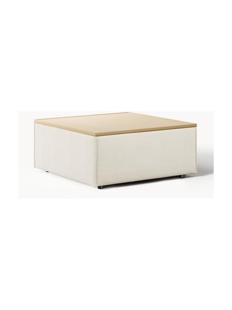 Sofa-Hocker Lennon mit Stauraum, Bezug: 100 % Polyester Der strap, Tablett: Eichenholz, Spannplatte m, Gestell: Spanplatte, mitteldichte , Webstoff Off White, helles Eichenholz, B 88 x T 88 cm