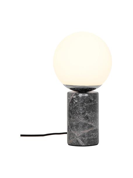 Lampada da tavolo piccola con base in marmo Lilly, Paralume: vetro, Base della lampada: marmo, Bianco crema, grigio, marmorizzato, Ø 15 x Alt. 29 cm
