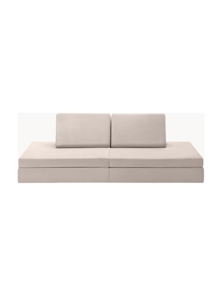 Ręcznie wykonana dziecięca sofa modułowa z aksamitu Mila, Tapicerka: aksamit (100% poliester) , Jasnobeżowy aksamit, S 168 x G 84 cm