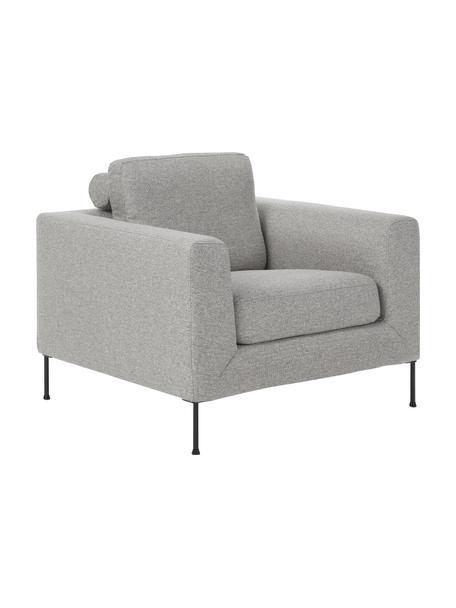 Sofa fauteuil Cucita in lichtgrijs met metalen poten, Bekleding: geweven stof (100% polyes, Frame: massief grenen, FSC-gecer, Poten: gelakt metaal, Geweven stof lichtgrijs, B 98 x D 94 cm