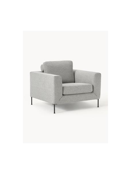 Sofa fauteuil Cucita, Bekleding: geweven stof (100% polyes, Frame: massief grenenhout, FSC-g, Poten: gelakt metaal, Geweven stof grijs, B 98 x D 94 cm