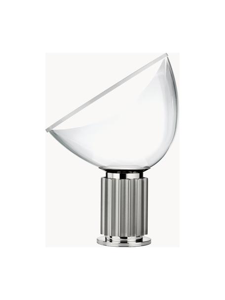Dimbare LED tafellamp Taccia Small, mondgeblazen, Lampenkap: kunststof, glas, Zilverkleurig, Ø 37 x H 49 cm