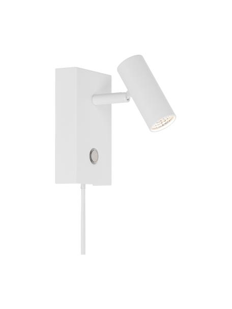Kleine Dimmbare LED-Wandleuchte Omari mit Stecker in Weiß, Lampenschirm: Metall, beschichtet, Weiß, 7 x 12 cm