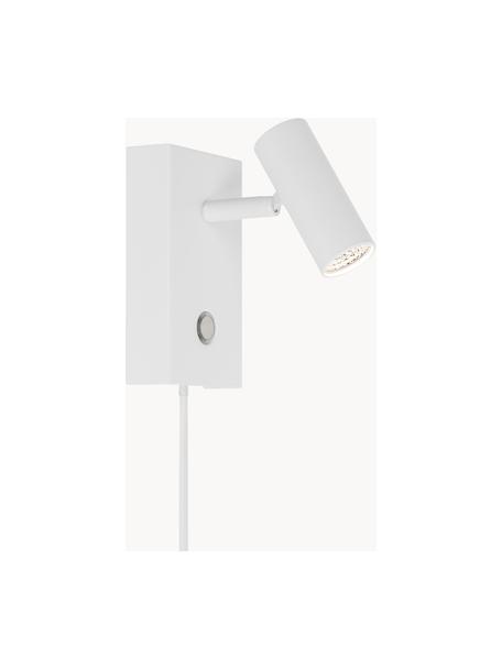 Kleine dimbare LED wandlamp Omari met stekker, Lampenkap: gecoat metaal, Wit, B 7 x H 12 cm