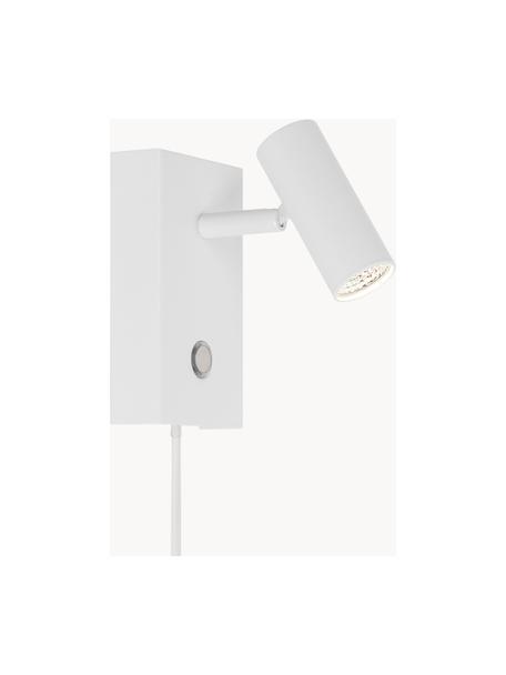 Applique piccola a LED luce regolabile con spina Omari, Paralume: metallo rivestito, Bianco, Larg. 7 x Alt. 12 cm