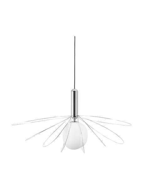 Grote hanglamp Poppy in zilverkleur, Lampenkap: glas, Zilverkleurig, Ø 21 x H 150 cm