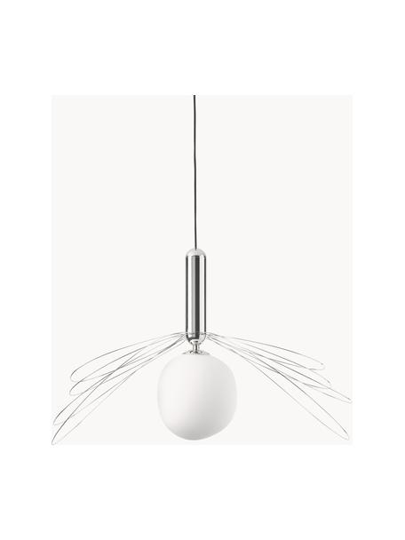 Grote hanglamp Dela, Lampenkap: glas, Wit, zilverkleurig, Ø 21 x H 26 cm