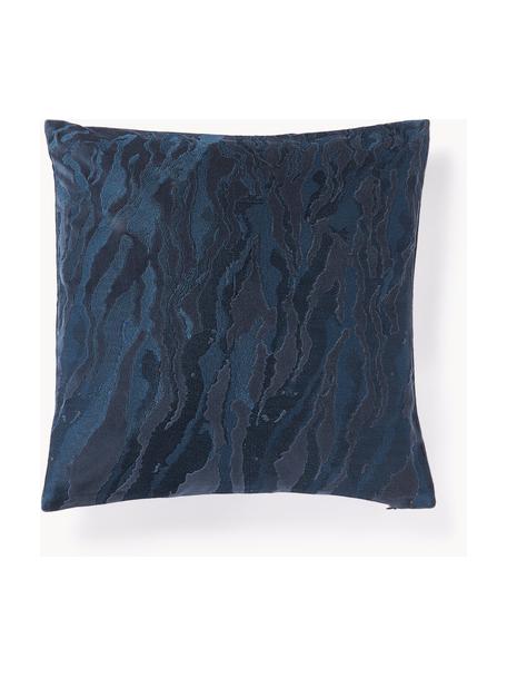 Funda de cojín abstracta de terciopelo Fénix, 100 % algodón, terciopelo, Azul oscuro, An 45 x L 45 cm