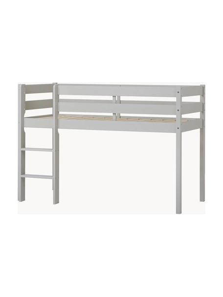 Letto per bambini semi-alto in legno di pino Eco Comfort 70 x 160 cm, Legno di pino massiccio, certificato FSC, compensato, Grigio, Larg. 70 x Lung. 160 cm x Alt. 114 cm