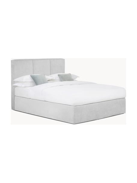 Boxspringbed Oberon, Matras: 5-zones pocketvering, Poten: kunststof Dit product is , Geweven stof lichtgrijs, B 180 x L 200 cm, hardheidsgraad H2