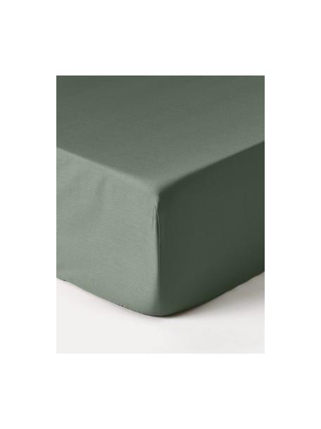 Sábana bajera de satén Premium, Verde oscuro, Cama 200 cm (200 x 200 x 35 cm)