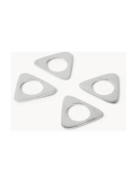 Serviettenringe Triangle, 4 Stück, Metall, Silberfarben, B 7 x H 7 cm