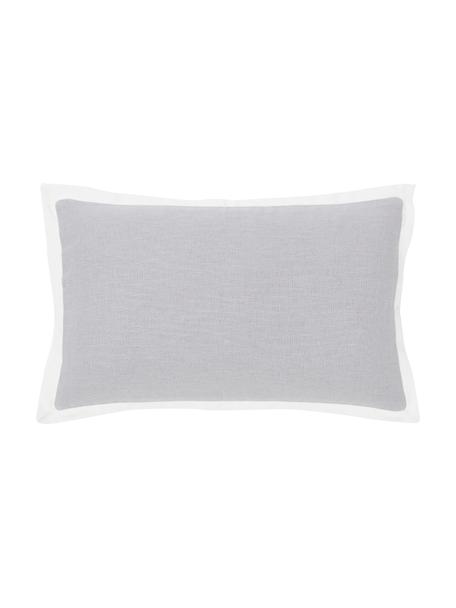 Federa arredo in lino grigio con orlo rialzato Mira, 51% lino, 49% cotone, Grigio, Larg. 30 x Lung. 50 cm