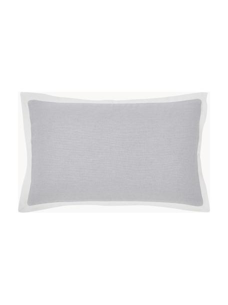 Kussenhoes Mira met bies in grijs, 51% linnen, 49% katoen, Grijs, B 30 x L 50 cm