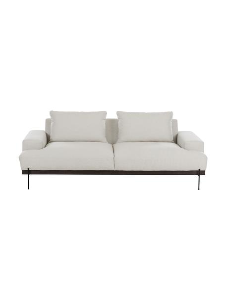 Canapé 3 places avec pieds en métal Brooks, Tissu beige, larg. 230 x prof. 98 cm