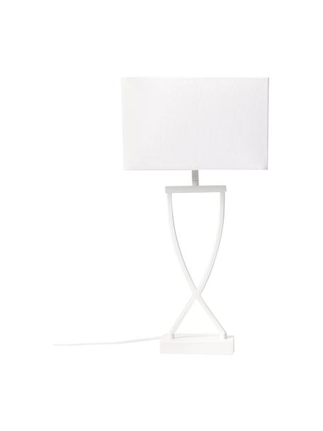 Lámpara de mesa grande Vanessa, Pantalla: mezcla de algodón, Cable: cubierto en tela, Blanco, An 27 x Al 52 cm