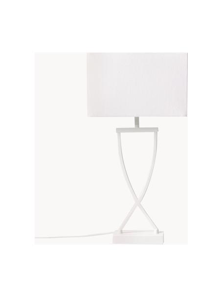 Grote tafellamp Vanessa, Lampvoet: gepoedercoat metaal, Lampenkap: textiel, Wit, B 27 x H 52 cm