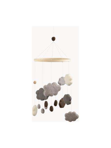 Handgemaakte babymobiel Clouds, Grijs- en bruintinten, Ø 22 x H 57 cm
