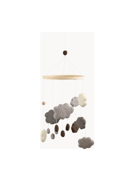 Ręcznie wykonany mobil Clouds, Szary, brązowy, Ø 22 x 57 cm