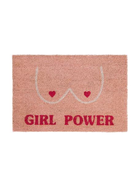 Paillasson Girl Power, Rose, rouge, beige, larg. 40 x long. 60 cm