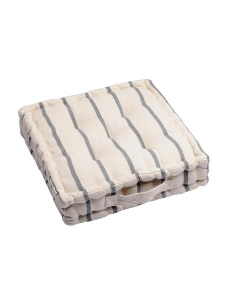 Cuscino da pavimento a righe Pampelonne, Antracite, bianco latteo, Larg. 45 x Alt. 10 cm