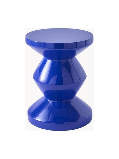 Tavolino rotondo Zig Zag, Plastica laccata, Blu royal, Ø 36 x Alt. 46 cm