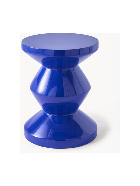Kulatý odkládací stolek Zig Zag, Lakovaná umělá hmota, Královská modrá, Ø 36 cm, V 46 cm